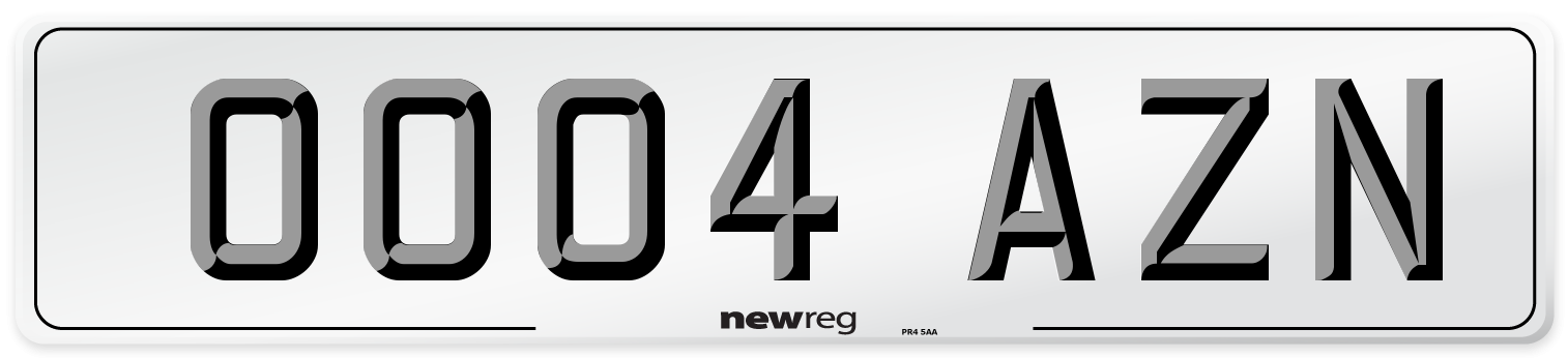 OO04 AZN Front Number Plate