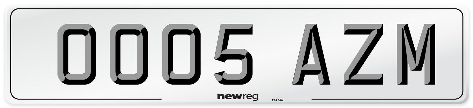 OO05 AZM Front Number Plate