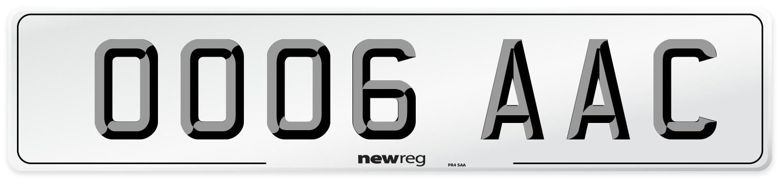 OO06 AAC Front Number Plate