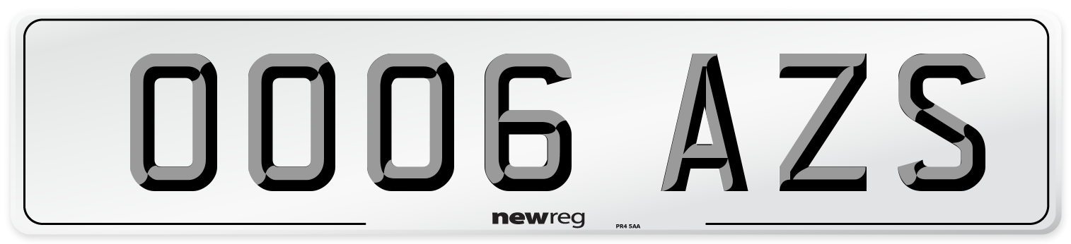 OO06 AZS Front Number Plate