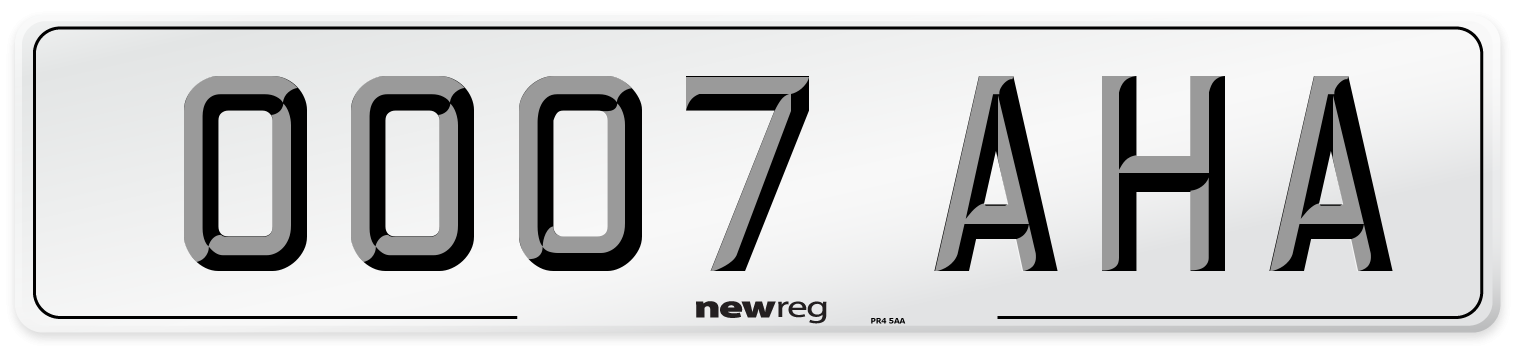 OO07 AHA Front Number Plate