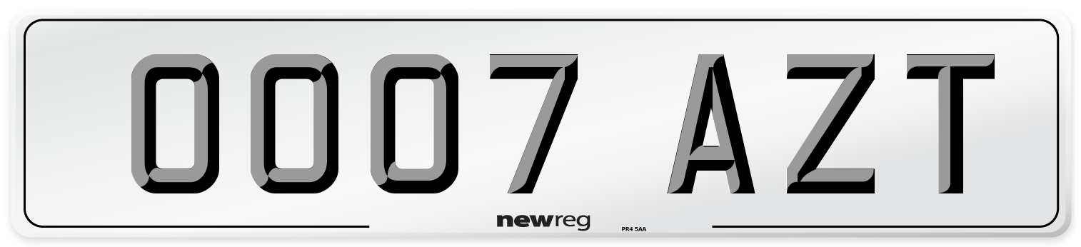 OO07 AZT Front Number Plate