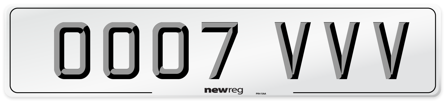 OO07 VVV Front Number Plate