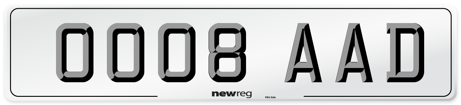 OO08 AAD Front Number Plate