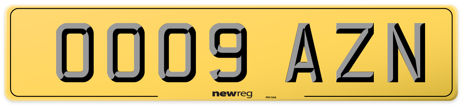 OO09 AZN Rear Number Plate