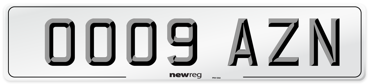 OO09 AZN Front Number Plate