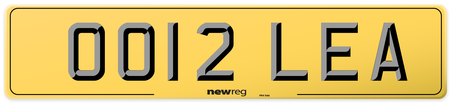 OO12 LEA Rear Number Plate