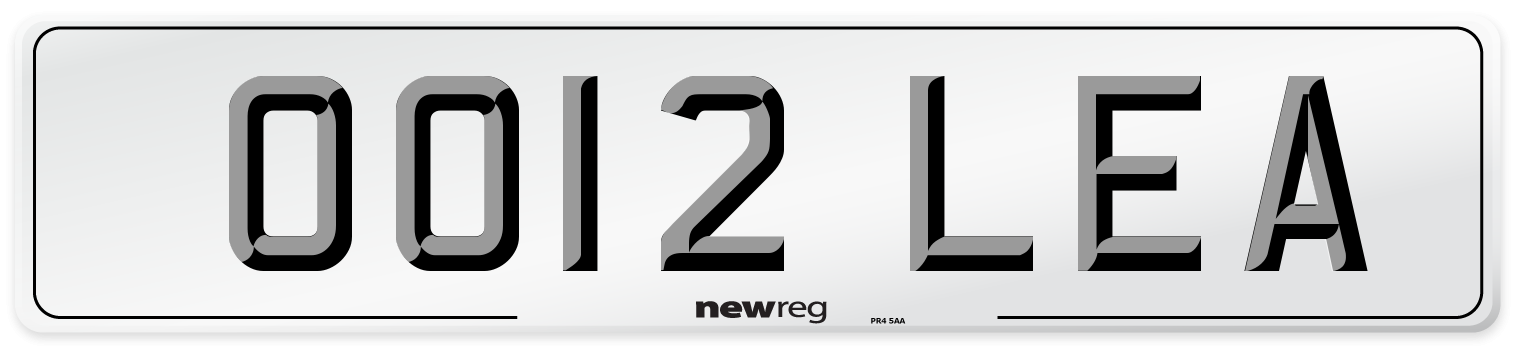 OO12 LEA Front Number Plate