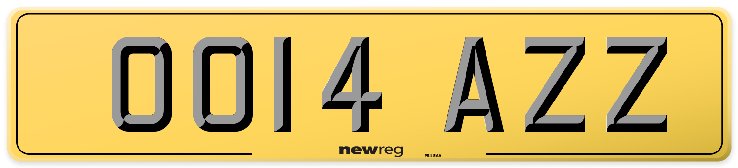 OO14 AZZ Rear Number Plate