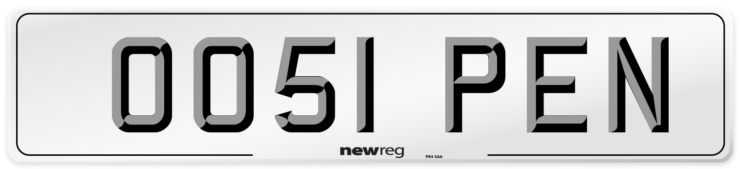 OO51 PEN Front Number Plate