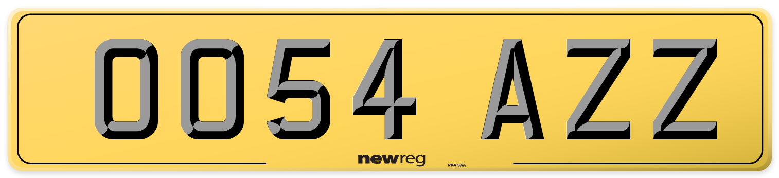 OO54 AZZ Rear Number Plate