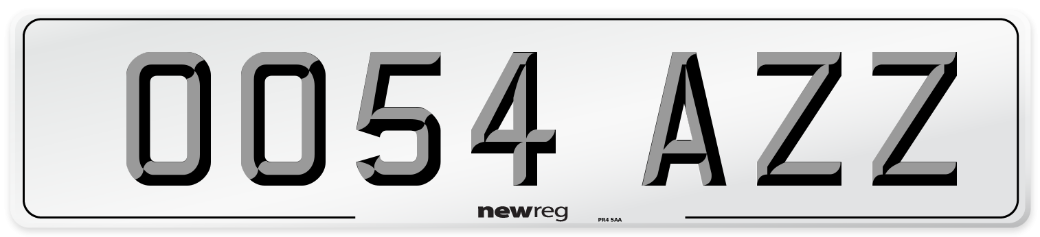 OO54 AZZ Front Number Plate