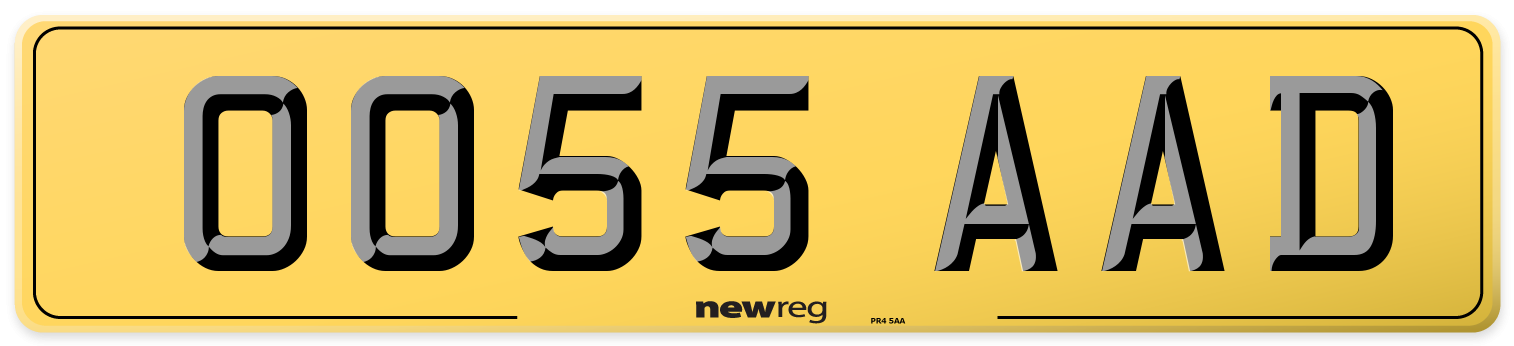 OO55 AAD Rear Number Plate