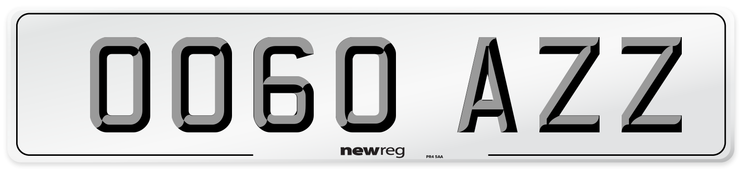 OO60 AZZ Front Number Plate