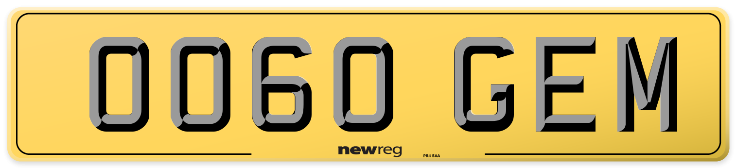 OO60 GEM Rear Number Plate