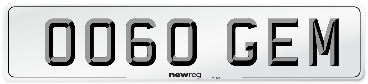 OO60 GEM Front Number Plate