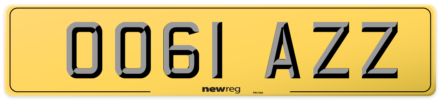 OO61 AZZ Rear Number Plate