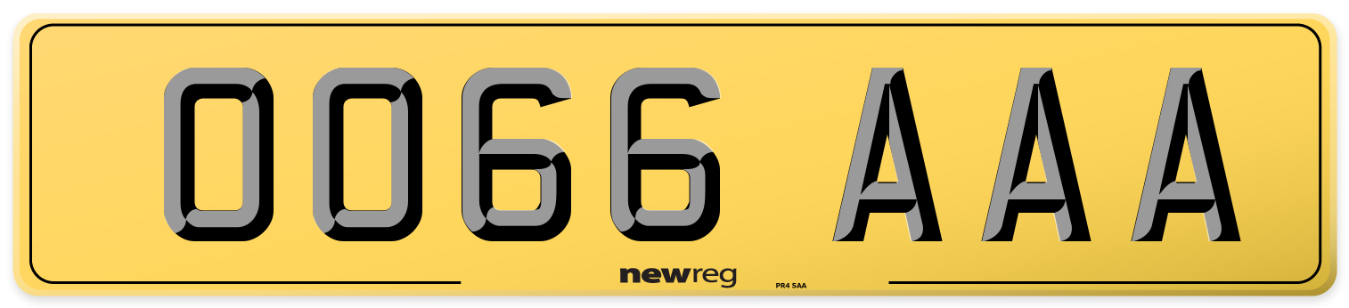 OO66 AAA Rear Number Plate