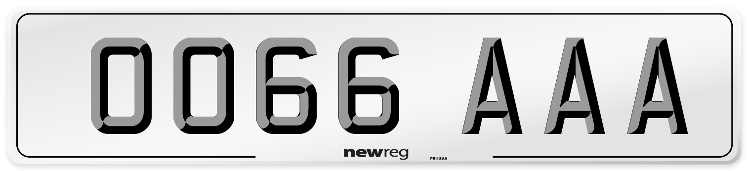 OO66 AAA Front Number Plate