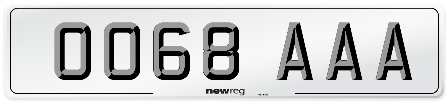 OO68 AAA Front Number Plate