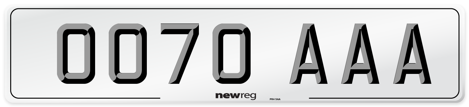 OO70 AAA Front Number Plate