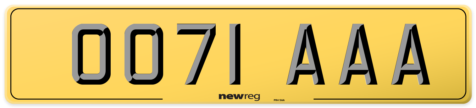 OO71 AAA Rear Number Plate