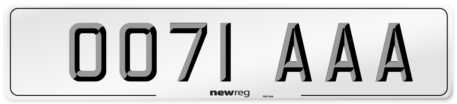 OO71 AAA Front Number Plate