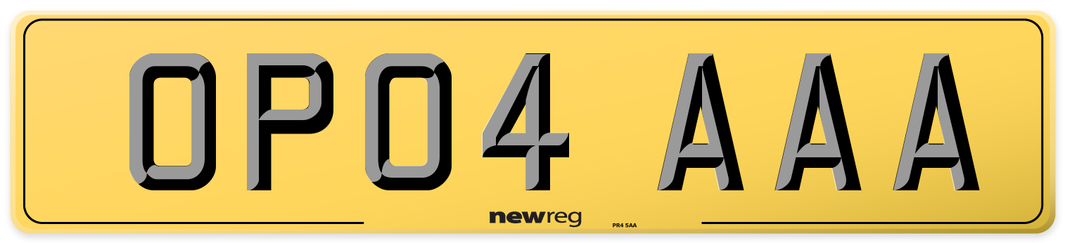 OP04 AAA Rear Number Plate