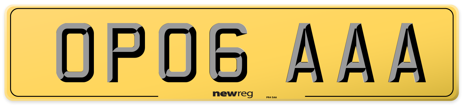 OP06 AAA Rear Number Plate