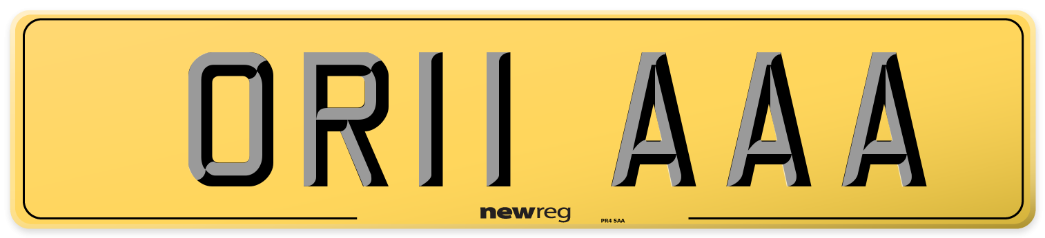 OR11 AAA Rear Number Plate