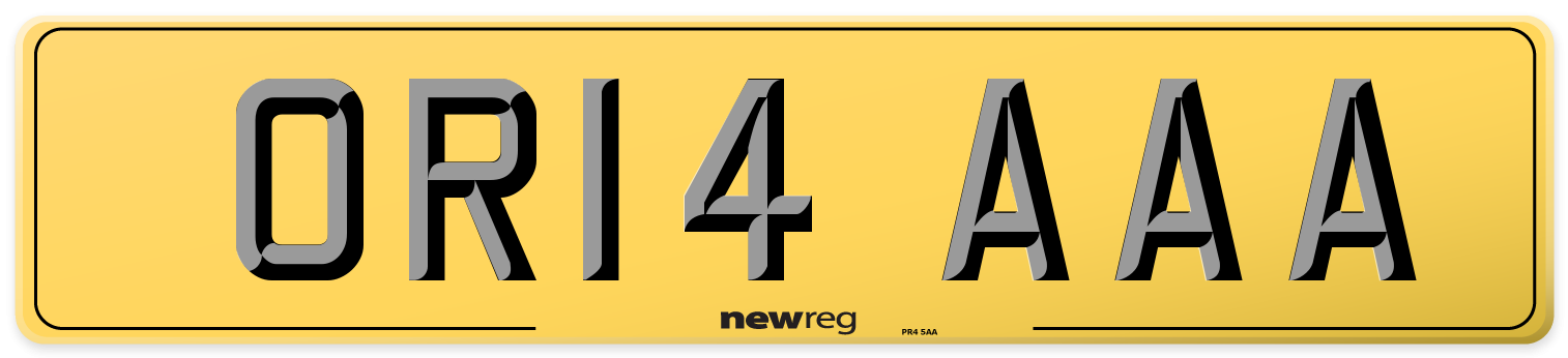 OR14 AAA Rear Number Plate