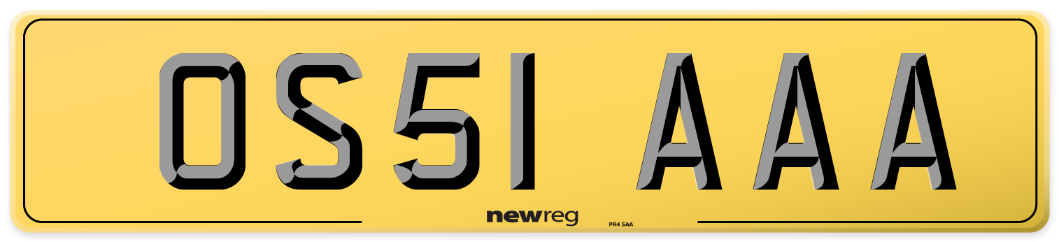OS51 AAA Rear Number Plate
