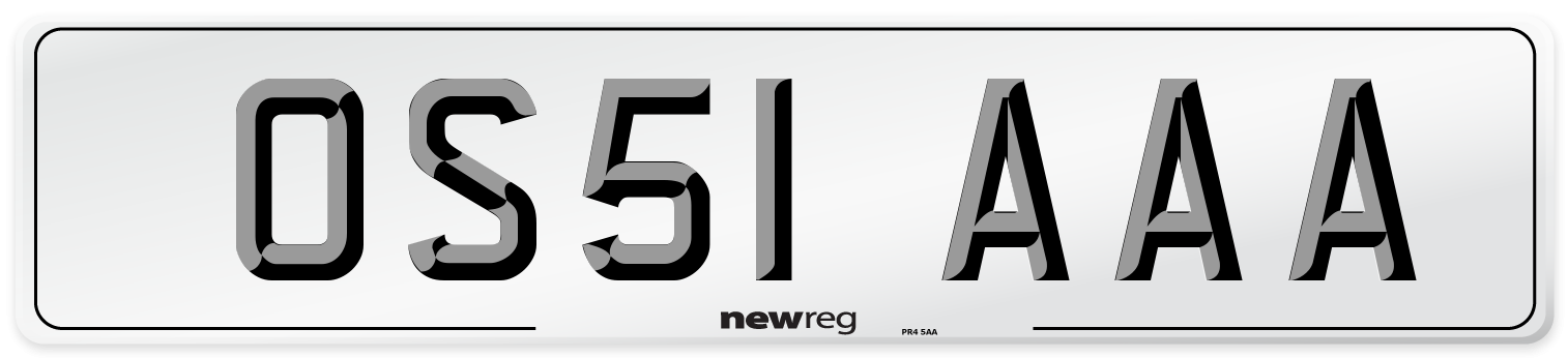 OS51 AAA Front Number Plate