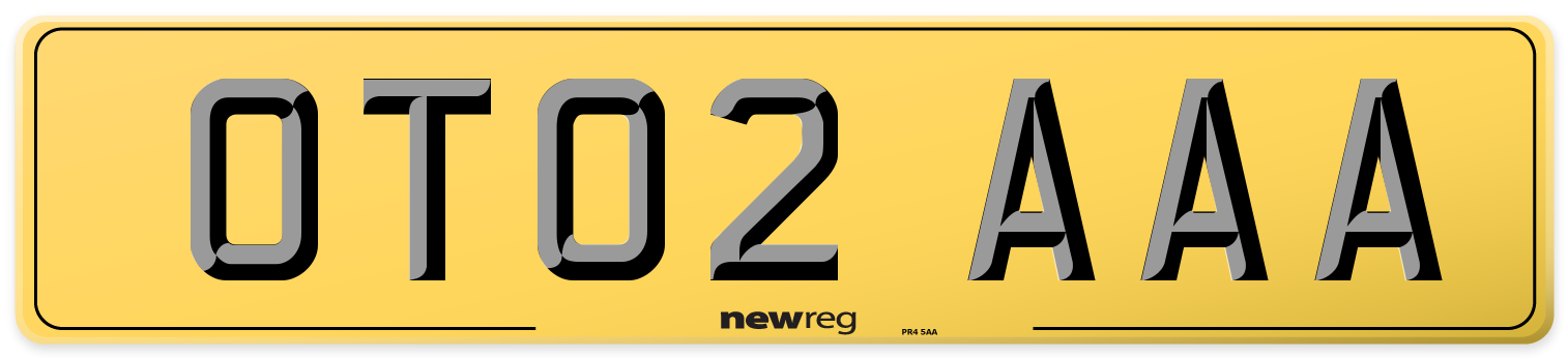OT02 AAA Rear Number Plate