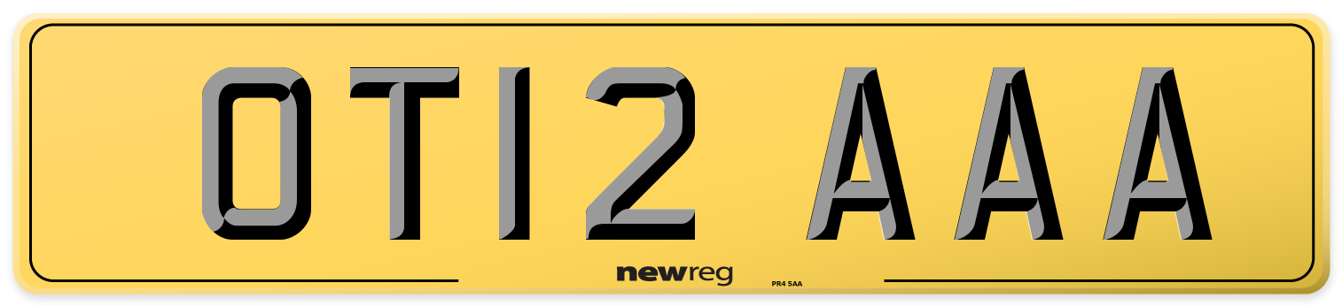OT12 AAA Rear Number Plate