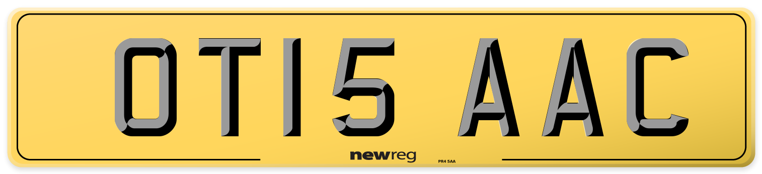 OT15 AAC Rear Number Plate