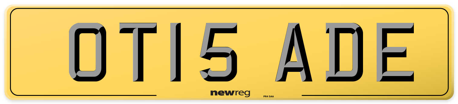 OT15 ADE Rear Number Plate