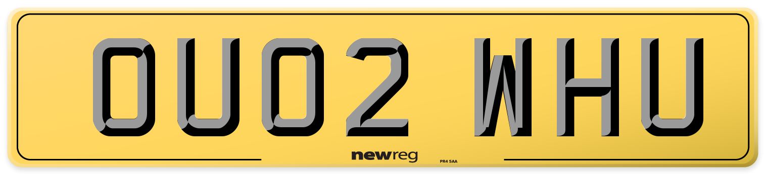 OU02 WHU Rear Number Plate