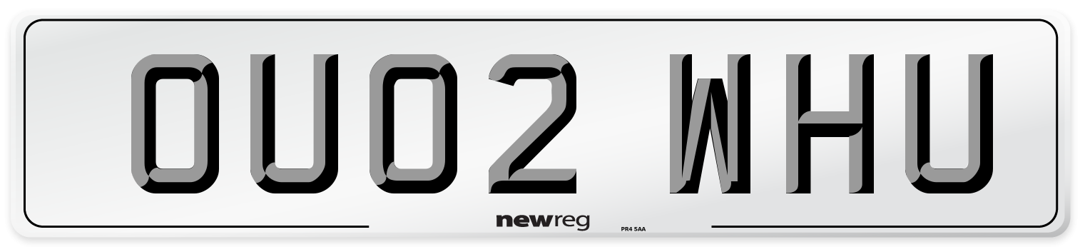 OU02 WHU Front Number Plate