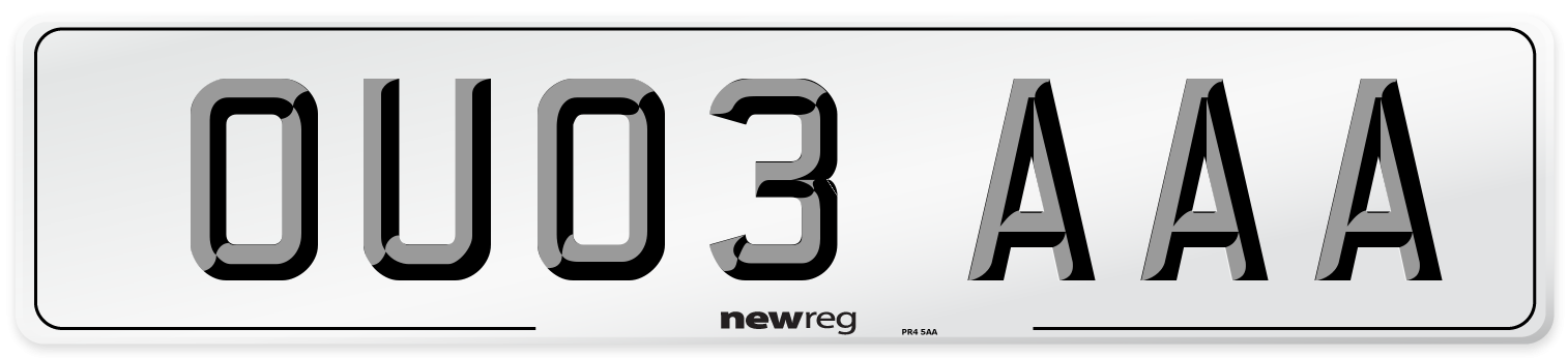 OU03 AAA Front Number Plate