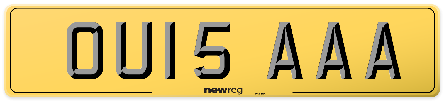 OU15 AAA Rear Number Plate