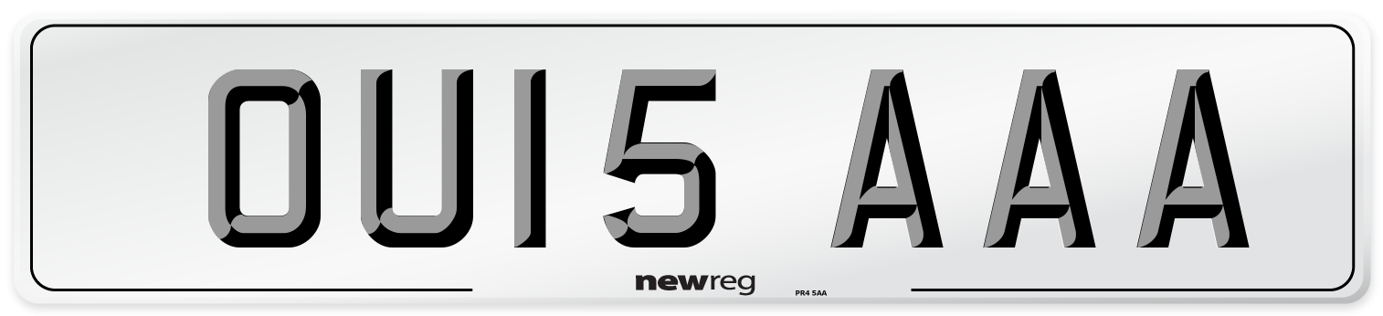 OU15 AAA Front Number Plate