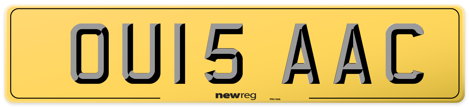 OU15 AAC Rear Number Plate