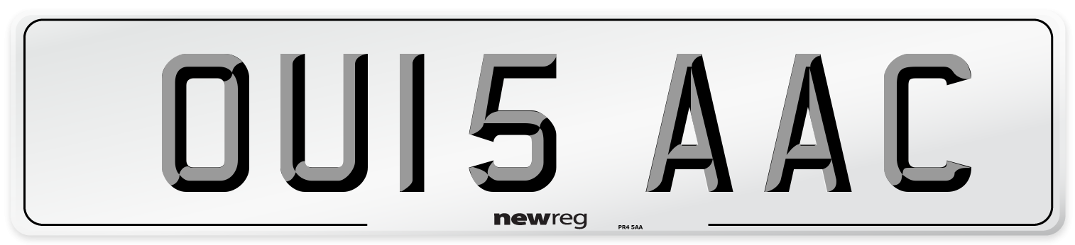 OU15 AAC Front Number Plate