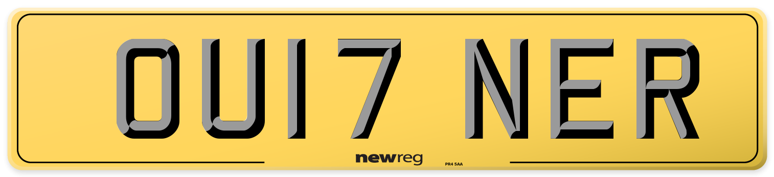 OU17 NER Rear Number Plate