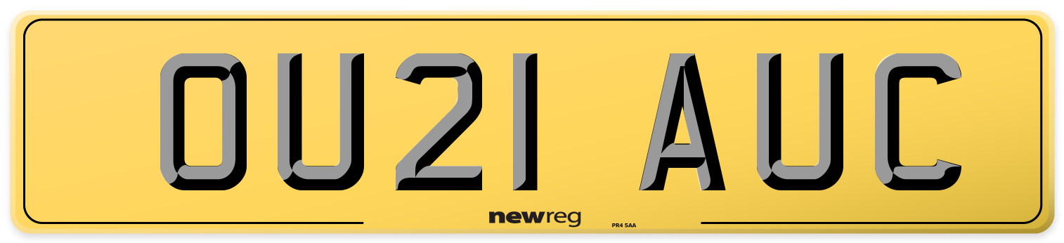 OU21 AUC Rear Number Plate