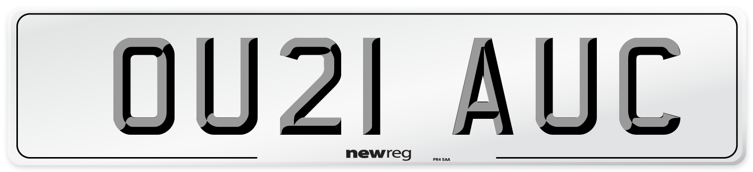OU21 AUC Front Number Plate