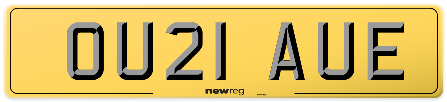 OU21 AUE Rear Number Plate