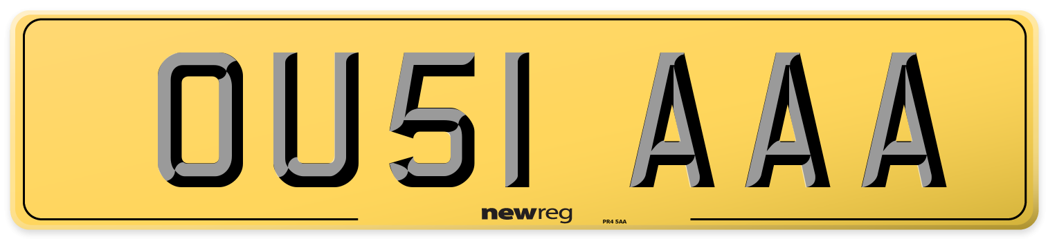 OU51 AAA Rear Number Plate
