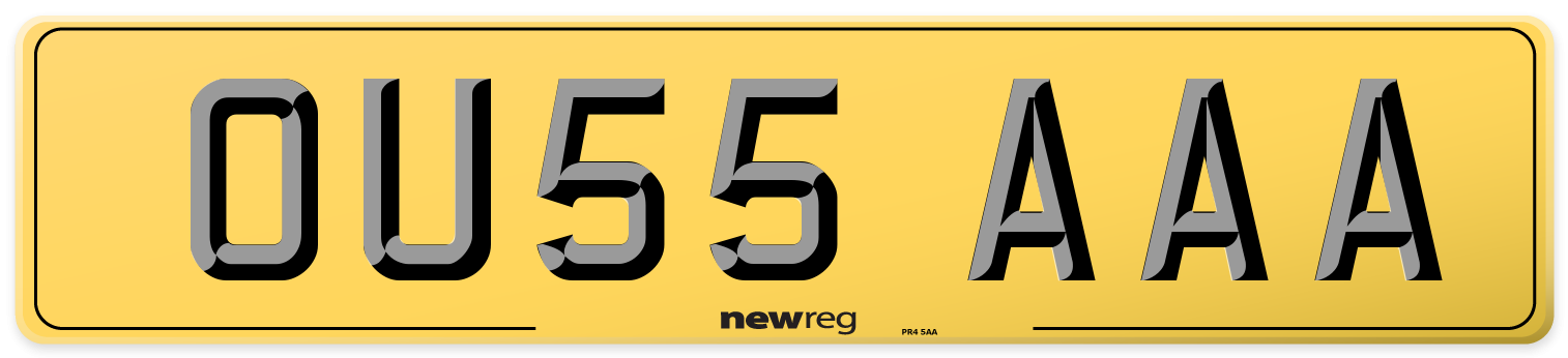 OU55 AAA Rear Number Plate
